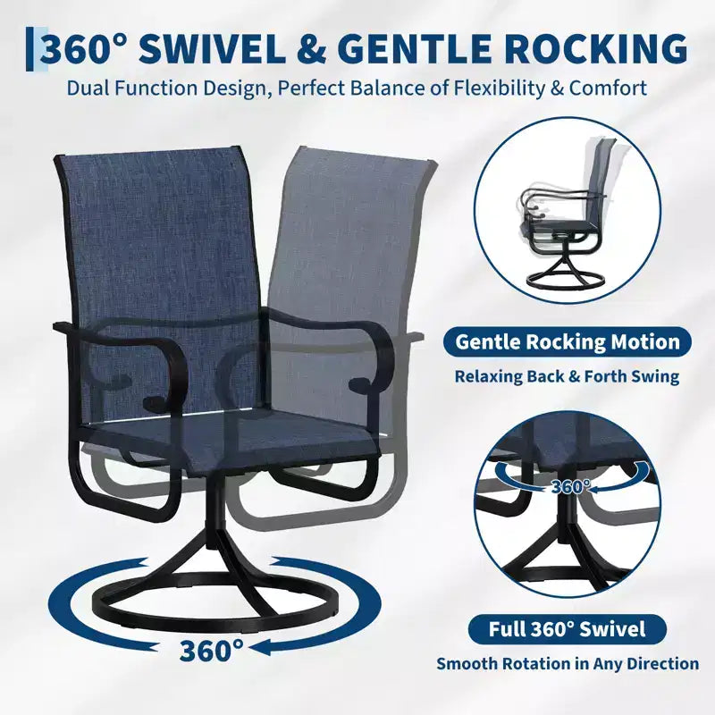Chaises de salle à manger de patio pivotantes et basculantes haut de gamme, mobilier d'extérieur ergonomique