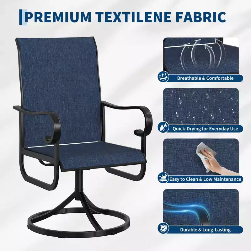 Chaises de salle à manger de patio pivotantes et basculantes haut de gamme, mobilier d'extérieur ergonomique