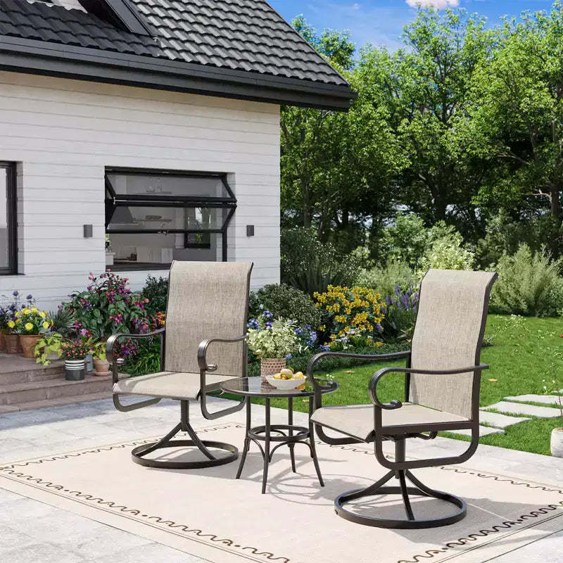 Chaises de salle à manger de patio pivotantes et basculantes haut de gamme, mobilier d'extérieur ergonomique