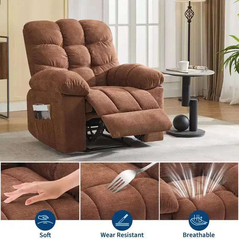 Fauteuil relaxant à bascule avec massage et chauffage télécommandé