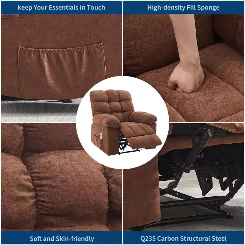 Fauteuil relaxant à bascule avec massage et chauffage télécommandé