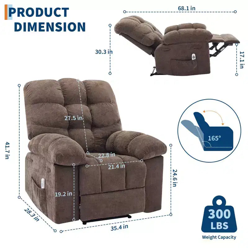 Fauteuil relaxant à bascule avec massage et chauffage télécommandé