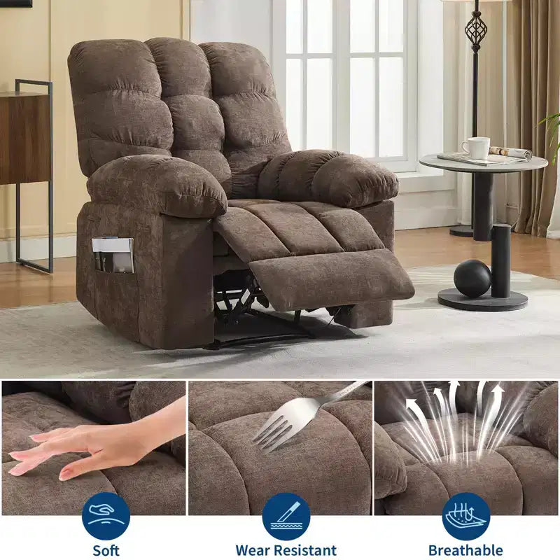 Fauteuil relaxant à bascule avec massage et chauffage télécommandé