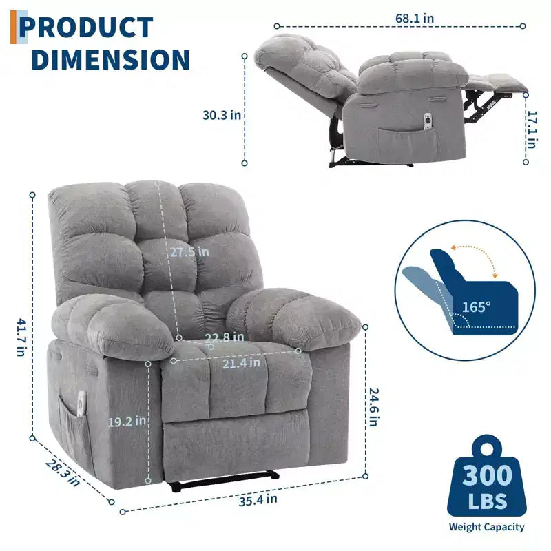 Fauteuil relaxant à bascule avec massage et chauffage télécommandé