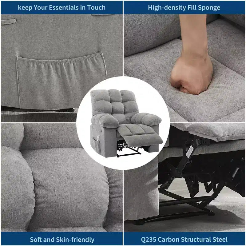 Fauteuil relaxant à bascule avec massage et chauffage télécommandé