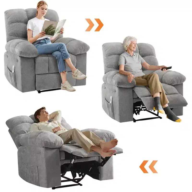 Fauteuil relaxant à bascule avec massage et chauffage télécommandé
