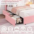 Lit plateforme avec tête de lit de rangement en tissu bouclé pour enfant