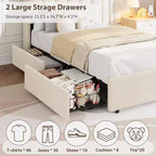 Lit plateforme avec tête de lit de rangement en tissu bouclé pour enfant