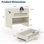 Table de Chevet en Rotin avec Station de Chargement Type-C