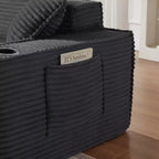 Fauteuil simple en velours côtelé moderne avec porte-gobelet, siège profond et confortable