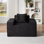 Fauteuil simple en velours côtelé moderne avec porte-gobelet, siège profond et confortable