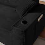 Fauteuil simple en velours côtelé moderne avec porte-gobelet, siège profond et confortable
