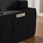Fauteuil simple en velours côtelé moderne avec porte-gobelet, siège profond et confortable