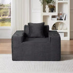 Fauteuil simple en velours côtelé moderne avec porte-gobelet, siège profond et confortable