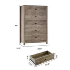 Commode à 5 tiroirs en bois pour chambre à coucher, style moderne et simple