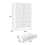Commode à 5 tiroirs en bois pour chambre à coucher, style moderne et simple