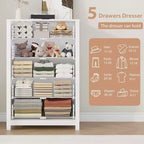Commode à 5 tiroirs en bois pour chambre à coucher, style moderne et simple