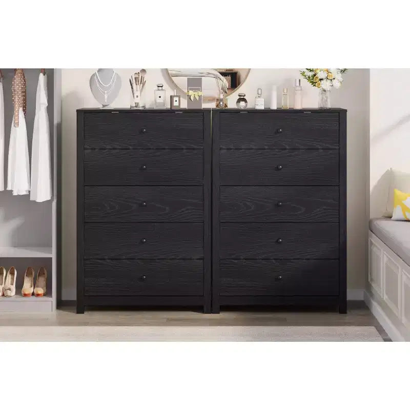 Commode à 5 tiroirs en bois pour chambre à coucher, style moderne et simple