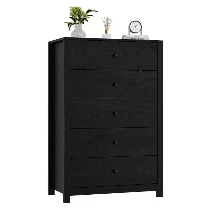 Commode à 5 tiroirs en bois pour chambre à coucher, style moderne et simple