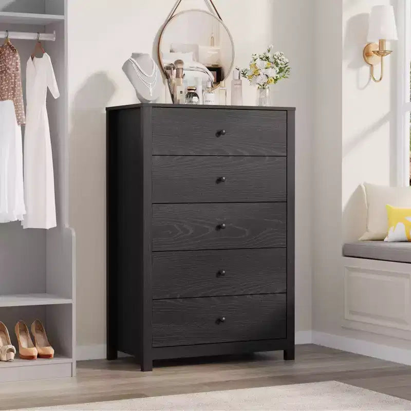 5 Wooden Drawer Dresser for Bedroom Modern Simply Chest of Drawers Modern Storage Organizer for Living Room Entryway Home Furniture