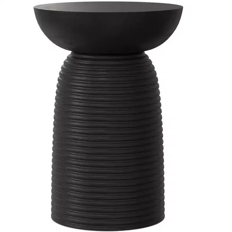 Table d'appoint contemporaine en manguier massif avec nervures