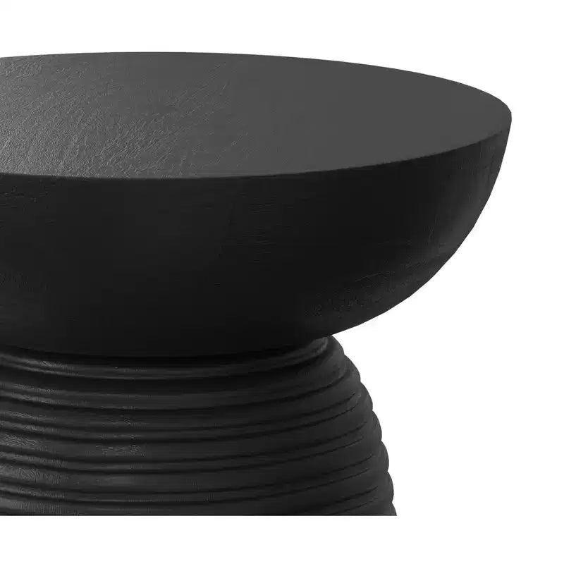 Table d'appoint contemporaine en manguier massif avec nervures