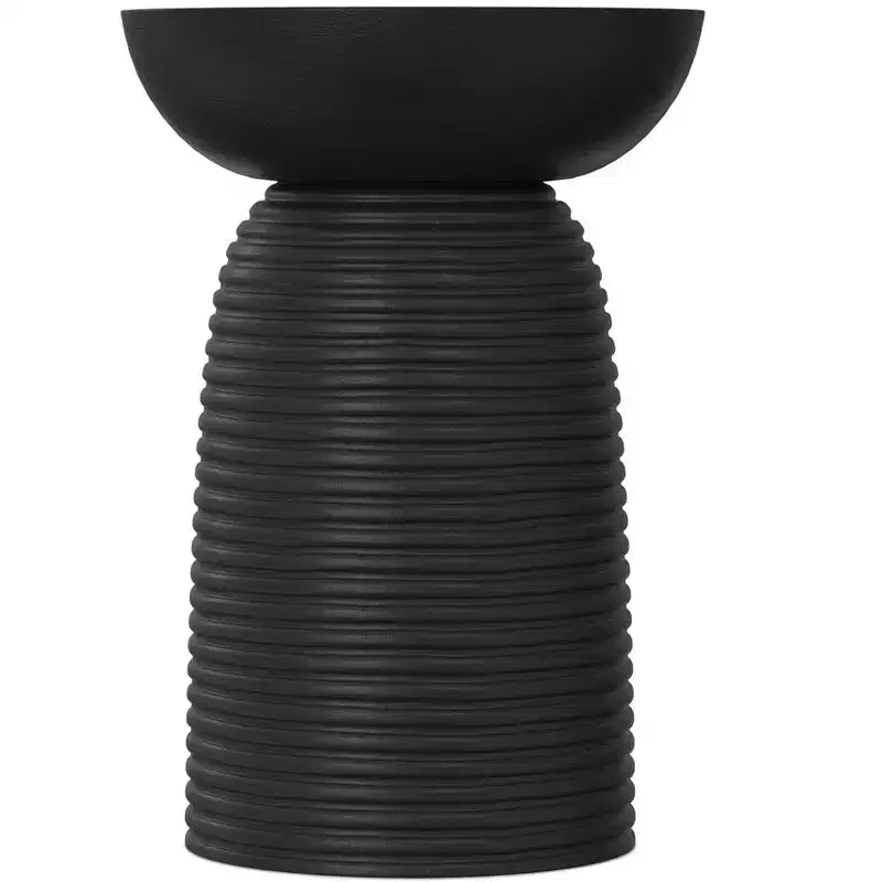 Table d'appoint contemporaine en manguier massif avec nervures