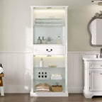 Armoire de salle de bain haute sur pied avec LED 7 couleurs et verre trempé