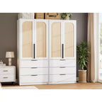 Armoire de penderie moderne en bois avec 3 tiroirs et 2 portes pour suspendre les vêtements