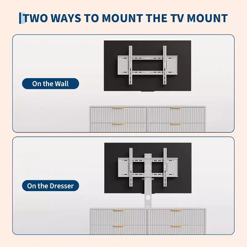 Meuble TV cannelé - Meuble TV en bois avec 6 tiroirs, Console média moderne