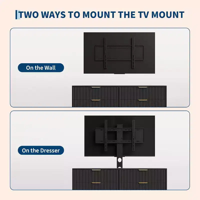 Meuble TV cannelé - Meuble TV en bois avec 6 tiroirs, Console média moderne