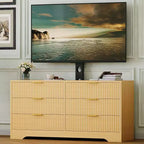 Meuble TV cannelé - Meuble TV en bois avec 6 tiroirs, Console média moderne