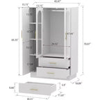 Armoire de rangement avec éclairage LED et 3 portes, grande armoire de rangement en bois