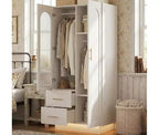 Armoire de rangement avec éclairage LED et 3 portes, grande armoire de rangement en bois