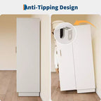 Armoire de rangement avec éclairage LED et 3 portes, grande armoire de rangement en bois