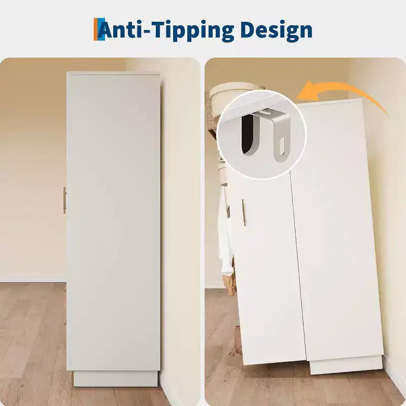 Armoire de rangement avec éclairage LED et 3 portes, grande armoire de rangement en bois