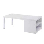 HomeRoots 47 White and Silver Wood And Metal Frame Coffee Table With Shelf