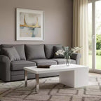 Table basse avec étagère en bois et métal blanc et argenté