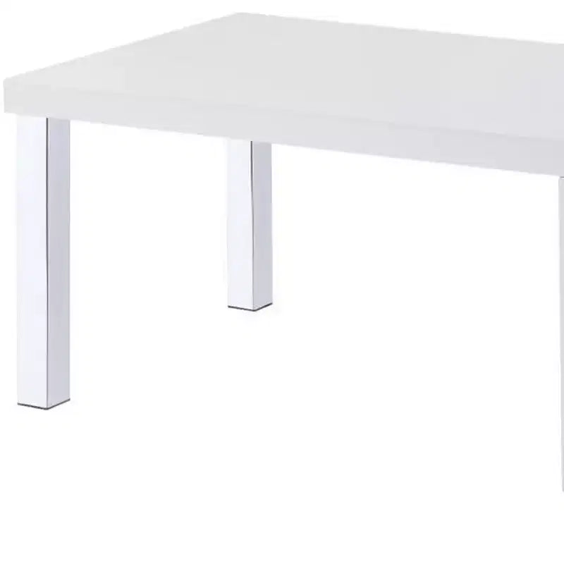 Table basse avec étagère en bois et métal blanc et argenté