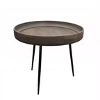 Table d'appoint ronde en bois massif et fer noir et gris