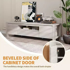 Meuble TV avec portes de rangement pour câbles et étagères réglables, console multimédia multi-scènes