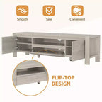 Meuble TV avec portes de rangement pour câbles et étagères réglables, console multimédia multi-scènes