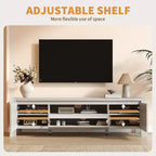 Meuble TV avec portes de rangement pour câbles et étagères réglables, console multimédia multi-scènes