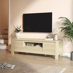 Meuble TV avec portes de rangement pour câbles et étagères réglables, console multimédia multi-scènes
