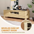Meuble TV avec portes de rangement pour câbles et étagères réglables, console multimédia multi-scènes
