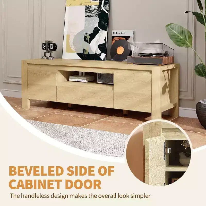 Meuble TV avec portes de rangement pour câbles et étagères réglables, console multimédia multi-scènes