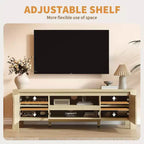 Meuble TV avec portes de rangement pour câbles et étagères réglables, console multimédia multi-scènes