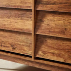 commode double à six tiroirs de style rétro et de design incliné en bois massif avec poignées de tiroir dissimulées