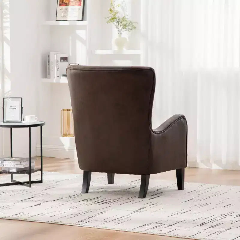 Fauteuil d'appoint rétro en PU avec dossier haut Fauteuil de lecture Wingback Club Chair