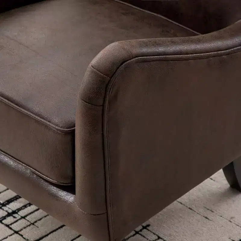 Fauteuil d'appoint rétro en PU avec dossier haut Fauteuil de lecture Wingback Club Chair